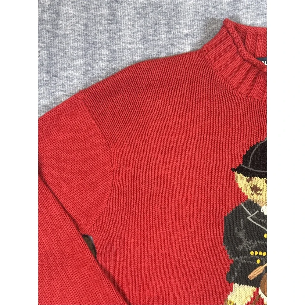 RARE Vintage 90s Polo‎ Ralph Lauren Red Equestrian Horse Knit Sweater Medium